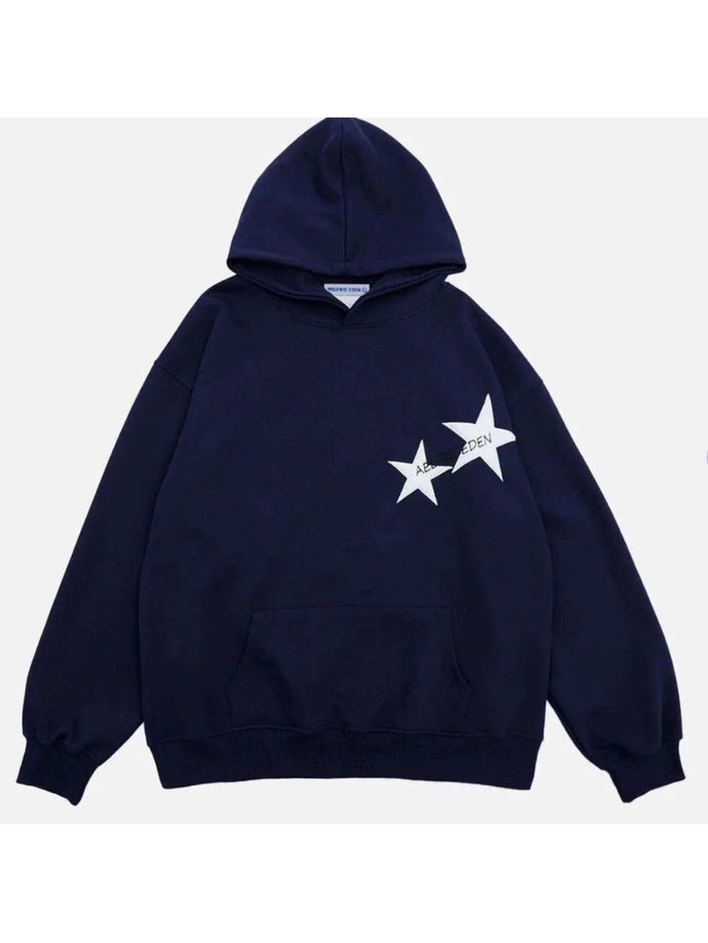 Aelfric Eden Navy Hoodie with White Star Details